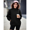 image:imageFlygo Womens Mock Neck Sweatshirt Fleece Oversized Pullover with PocketsBlack