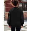 image:imageFlygo Womens Mock Neck Sweatshirt Fleece Oversized Pullover with PocketsBlack