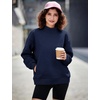 image:imageFlygo Womens Mock Neck Sweatshirt Fleece Oversized Pullover with PocketsNavy