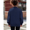 image:imageFlygo Womens Mock Neck Sweatshirt Fleece Oversized Pullover with PocketsNavy
