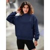 image:imageFlygo Womens Mock Neck Sweatshirt Fleece Oversized Pullover with PocketsNavy