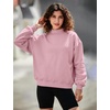 image:imageFlygo Womens Mock Neck Sweatshirt Fleece Oversized Pullover with PocketsPink