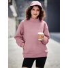 image:imageFlygo Womens Mock Neck Sweatshirt Fleece Oversized Pullover with PocketsPink