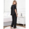 image:imageFlygo Womens Polka Dot Pajama Sets Cute 2 Piece Ruffle LoungewearBlack