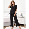 image:imageFlygo Womens Polka Dot Pajama Sets Cute 2 Piece Ruffle LoungewearBlack