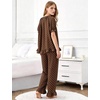image:imageFlygo Womens Polka Dot Pajama Sets Cute 2 Piece Ruffle LoungewearBrown