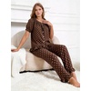 image:imageFlygo Womens Polka Dot Pajama Sets Cute 2 Piece Ruffle LoungewearBrown