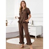 image:imageFlygo Womens Polka Dot Pajama Sets Cute 2 Piece Ruffle LoungewearBrown