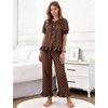 image:imageFlygo Womens Polka Dot Pajama Sets Cute 2 Piece Ruffle LoungewearBrown