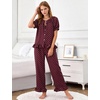 image:imageFlygo Womens Polka Dot Pajama Sets Cute 2 Piece Ruffle LoungewearBurgundy