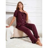 image:imageFlygo Womens Polka Dot Pajama Sets Cute 2 Piece Ruffle LoungewearBurgundy
