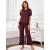 image:imageFlygo Womens Polka Dot Pajama Sets Cute 2 Piece Ruffle LoungewearBurgundy