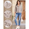 image:imageFlygo Womens Striped Button Down Shirts Cropped 34 Sleeve Ruffled BlousesCoffee