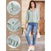 image:imageFlygo Womens Striped Button Down Shirts Cropped 34 Sleeve Ruffled BlousesSubtlegreen