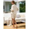 image:imageFlygo Womens Striped Pajama Sets 2 Piece Ruffled Short Lounge SetsBrown