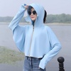 image:imageFlygo Womens UPF 50 Sun Protective Shirt Clothing Hooded Long Sleeve Rash Guard Body ShawlBlue