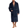 image:imageFlygo Mens Plush Robe Shawl Collar Fleece Absorbent Spa BathrobeNavy
