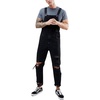 image:imageFlygo Mens Relaxed Fit Ripped Denim Jeans Bib Overall Jumpsuits Pants with PocketsBlack
