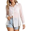 image:imageFlygo Sexy Sheer Tops for Women Loose Button Down Shirt See Through BlouseWhite