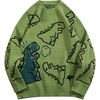 image:imageFlygo Women Dinosaur Knit Sweater Unisex Oversized Casual Pullover JumperGreen