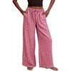 image:imageFlygo Women Gingham Wide Leg Palazzo Lounge Pants 100 Cotton Pajama BottomRed