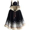 image:imageFlygo Women Girls Cute Fleece Lined Hooded Cape Poncho Cloak Coat02 Dark Bluerabbit