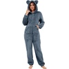 image:imageFlygo Womens Fleece Onesie Pajamas Winter Warm Fuzzy One Piece Romper Loungewear Teddy Ears Zipper Hooded Jumpsuit SleepwearNavy