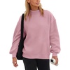 image:imageFlygo Womens Mock Neck Sweatshirt Fleece Oversized Pullover with PocketsPink