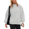 image:imageFlygo Womens Mock Neck Sweatshirt Fleece Oversized Pullover with PocketsWhiteheather