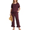 image:imageFlygo Womens Polka Dot Pajama Sets Cute 2 Piece Ruffle LoungewearBurgundy