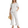 image:imageFlygo Womens Polka Dot Pajama Sets Cute 2 Piece Ruffle LoungewearWhite