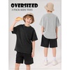 image:imageFlygo Boys Oversized Tshirt Acid Wash Vintage Cotton Crewneck 514YBlacklightgreyarmy