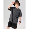 image:imageFlygo Boys Oversized Tshirt Acid Wash Vintage Cotton Crewneck 514YDarkgrey