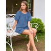 image:imageFlygo Cotton Pajama Set for Women Ruffle Summer Pj Shorts SetsBlue Grey