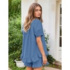 image:imageFlygo Cotton Pajama Set for Women Ruffle Summer Pj Shorts SetsBlue Grey