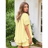 image:imageFlygo Cotton Pajama Set for Women Ruffle Summer Pj Shorts SetsLight Yellow