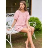 image:imageFlygo Cotton Pajama Set for Women Ruffle Summer Pj Shorts SetsPink