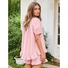 image:imageFlygo Cotton Pajama Set for Women Ruffle Summer Pj Shorts SetsPink