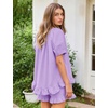 image:imageFlygo Cotton Pajama Set for Women Ruffle Summer Pj Shorts SetsPurple