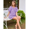 image:imageFlygo Cotton Pajama Set for Women Ruffle Summer Pj Shorts SetsPurple