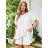 image:imageFlygo Cotton Pajama Set for Women Ruffle Summer Pj Shorts SetsWhite