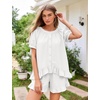 image:imageFlygo Cotton Pajama Set for Women Ruffle Summer Pj Shorts SetsWhite