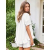 image:imageFlygo Cotton Pajama Set for Women Ruffle Summer Pj Shorts SetsWhite
