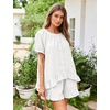 image:imageFlygo Cotton Pajama Set for Women Ruffle Summer Pj Shorts SetsWhite