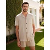 image:imageFlygo Mens 2 Piece Summer Short Sets Beach Vacation Texture OutfitsKhaki