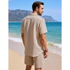 image:imageFlygo Mens 2 Piece Summer Short Sets Beach Vacation Texture OutfitsKhaki
