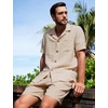 image:imageFlygo Mens 2 Piece Summer Short Sets Beach Vacation Texture OutfitsKhaki