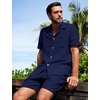 image:imageFlygo Mens 2 Piece Summer Short Sets Beach Vacation Texture OutfitsNavy