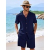 image:imageFlygo Mens 2 Piece Summer Short Sets Beach Vacation Texture OutfitsNavy