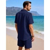 image:imageFlygo Mens 2 Piece Summer Short Sets Beach Vacation Texture OutfitsNavy